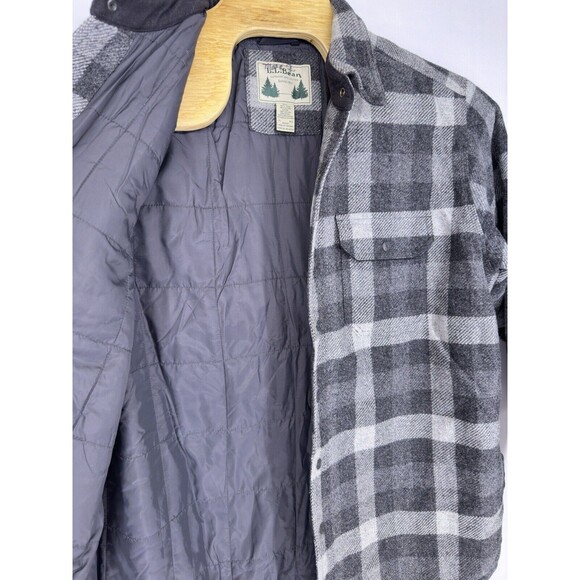 VTG LL Bean Insulated Wool Gray Plaid Coat Mens size XL - Picture 4 of 8
